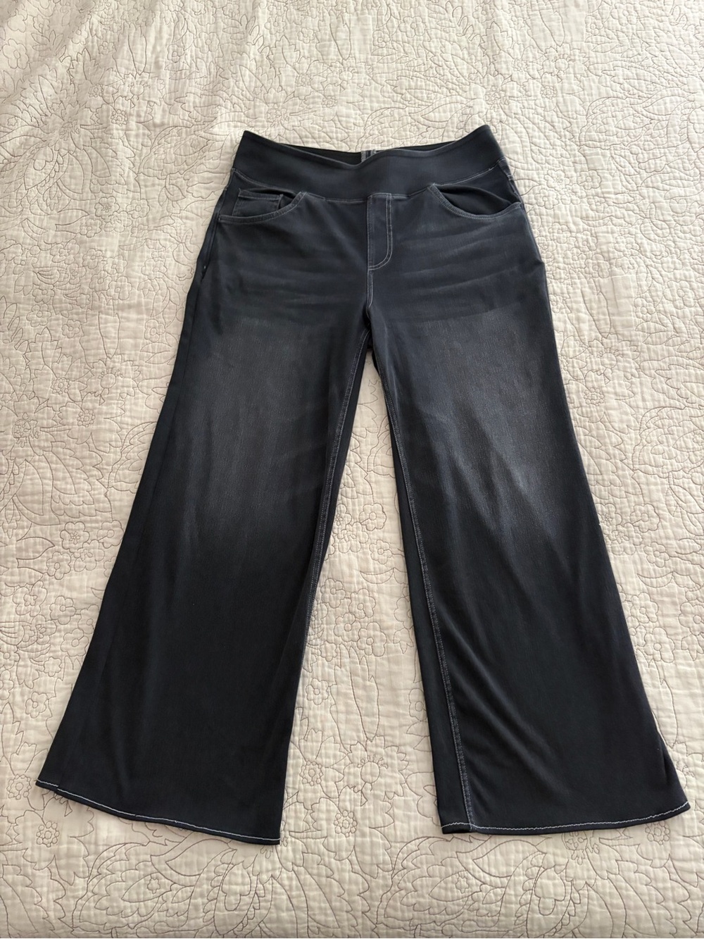 Halara dark gray denim wide leg trousers size L (altered)